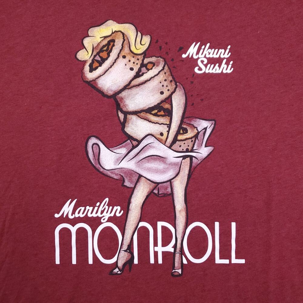 Mikuni Sushi‎ Marilyn Monroll T Shirt XL Maroon Graphic Tee USA Made Streetwear